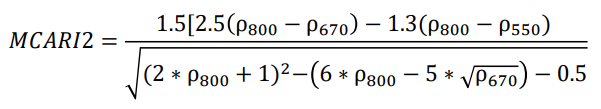 Equation 1: The Improved Modified Chlorophyll Absorption Ratio Index (Haboudane et al., 2004).